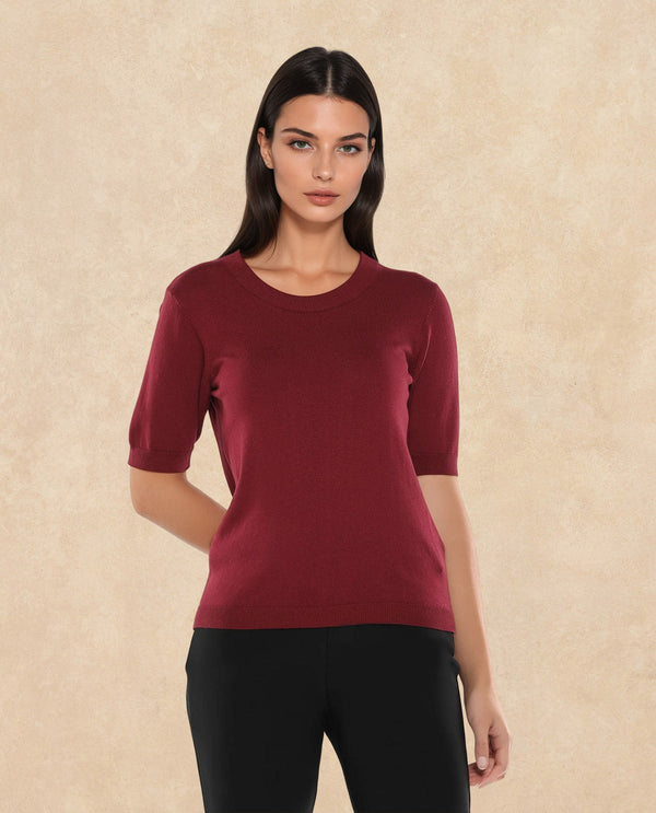 Rareism Women Rohrdo Purple Plain Crew Neck Plain Sweater