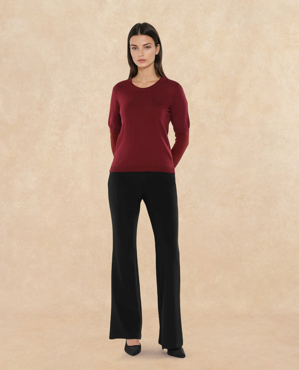 Rareism Women Rohrdo Purple Plain Crew Neck Plain Sweater