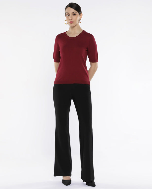 Rareism Women Rohrdo Purple Plain Crew Neck Plain Sweater