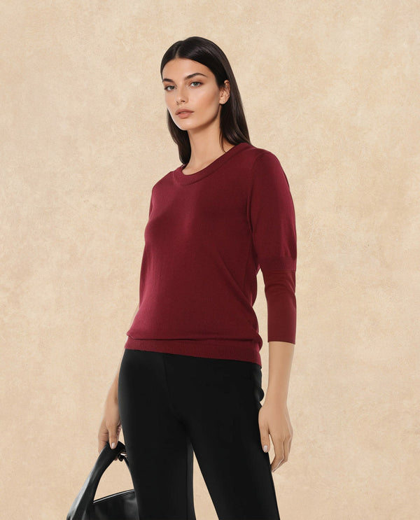 Rareism Women Rohrdo Purple Plain Crew Neck Plain Sweater