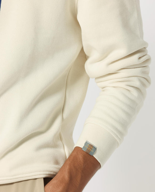 Rare Rabbit Men's Rong Off White Cotton Polyester Fabric Full Sleeves Graphic Print Knitted Sweatshirt