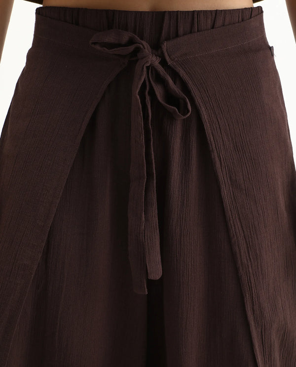 Rareism Women Ronuz Brown 100% Cotton Fabric Straight Fit Plain Trouser