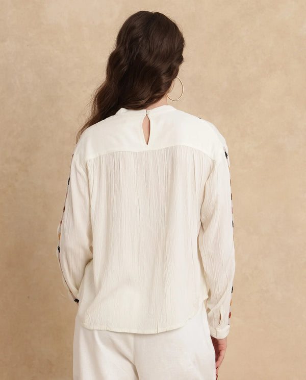 Rareism Women Ronz Off White Viscose Fabric Regular Sleeve Round Neck Relaxed Fit Plain Top