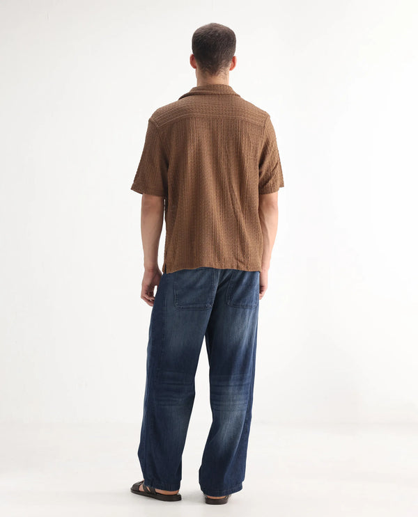Rare Rabbit Men's Rory Light Blue Cotton Fabric Zipper Closure Baggy Fit Plain Jeans