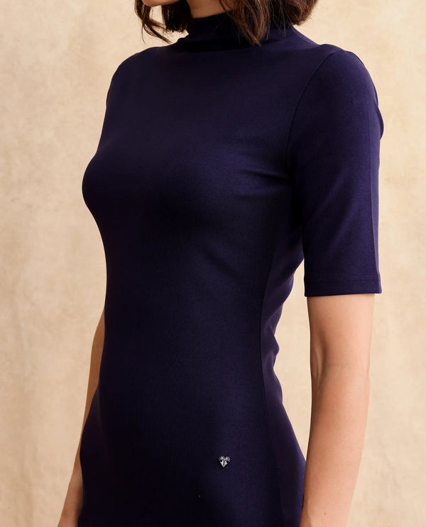 Rareism Women Rotary Dusky Purple Knitted Plain Dress