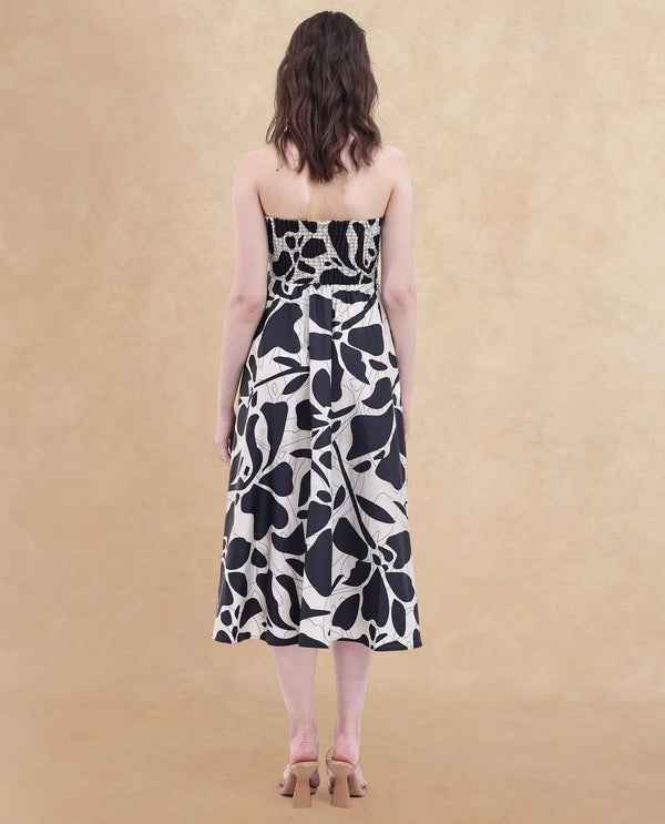 Rareism Womens Rowera Black Dress Off Shoulder Print