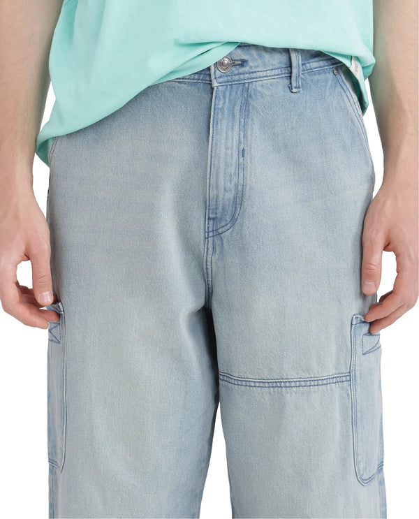 Rare Rabbit Men's Ruei Light Blue Cotton Fabric Baggy Fit Plain Jeans