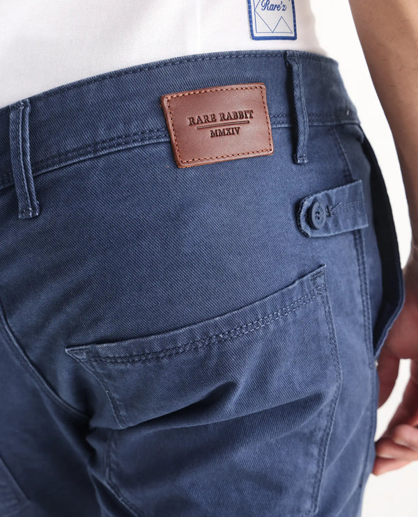 Rare Rabbit Men's Ruiz Blue Sulphur Dyed Mid-Rise Slim Fit Jeans