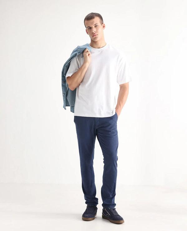 Rare Rabbit Men's Ruiz Blue Sulphur Dyed Mid-Rise Slim Fit Jeans