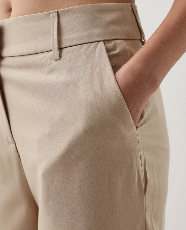 Rareism Women Roneshif-B Beige 100% Viscose Fabric Straight Fit Plain Trouser