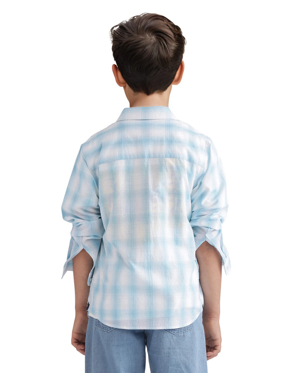 Rare Ones Kids Sable Blue Cotton Full Sleeve Spread Collar Checked Shirt