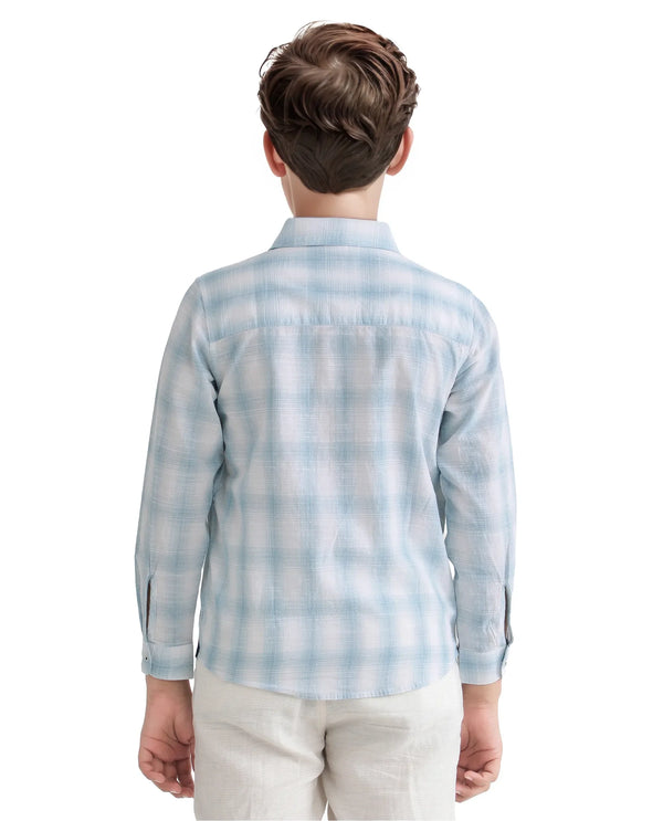 Rare Ones Kids Sable Blue Cotton Full Sleeve Spread Collar Checked Shirt