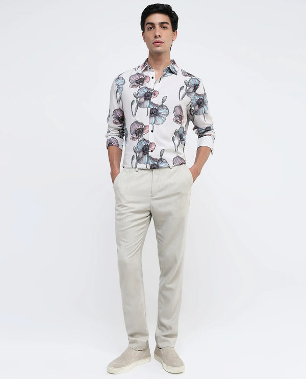 Rare Rabbit Men Saddle-1 Light Pink Full Sleeve Regular Fit Floral Print Shirt
