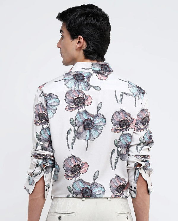 Rare Rabbit Men Saddle-1 Light Pink Full Sleeve Regular Fit Floral Print Shirt
