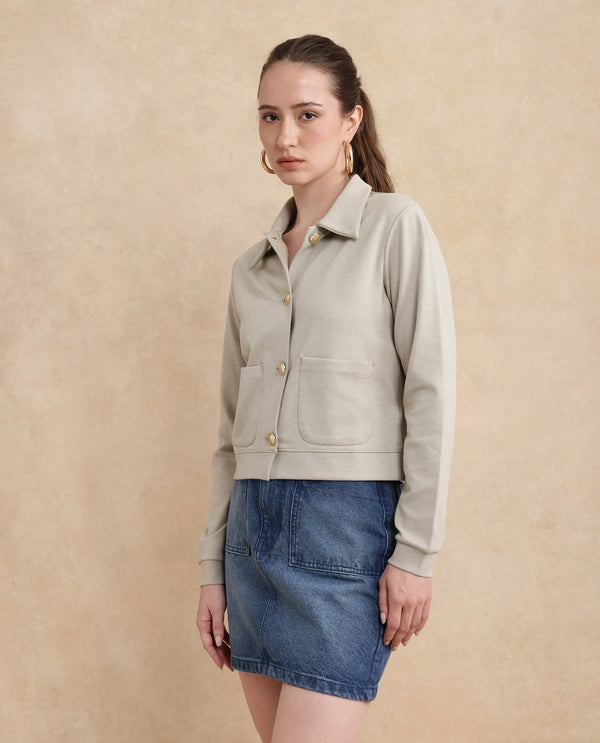 Rareism Women Sakaryan Beige Cotton Viscose Fabric Full Sleeve Collared Neck Button Closure Relaxed Fit Plain Shirt
