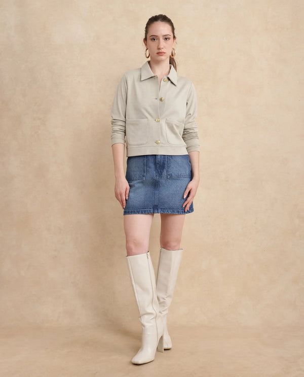 Rareism Women Sakaryan Beige Cotton Viscose Fabric Full Sleeve Collared Neck Button Closure Relaxed Fit Plain Shirt