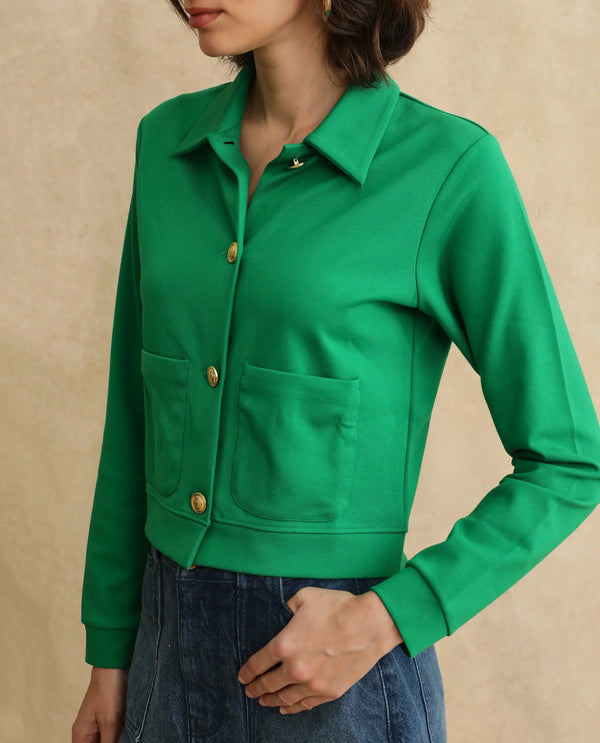 Rareism Women Sakaryan Green Cotton Viscose Fabric Full Sleeve Collared Neck Button Closure Relaxed Fit Plain Shirt