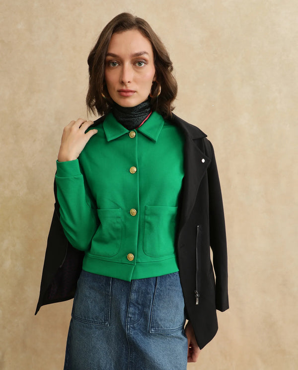 Rareism Women Sakaryan Green Cotton Viscose Fabric Full Sleeve Collared Neck Button Closure Relaxed Fit Plain Shirt