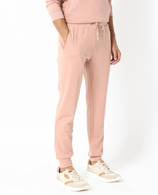 Rare Rabbit Men's Saku Peach Cotton Polyester Fabric Drawstring Closure Regular Fit Mid Rise Trackpant