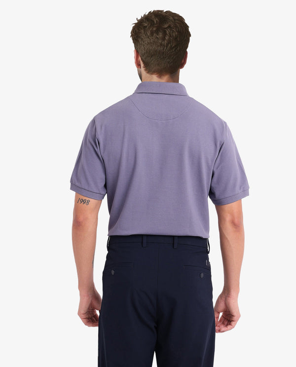 Rare Rabbit Men Salis-2 Dusky Purple Cotton Fabric Collared Neck Zipper And Snap Button Closure Half Sleeves Polo T-Shirt
