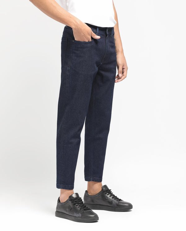 Rare Rabbit Men's Sam Dark Blue Dark Wash Mid-Rise Carrot Fit Jeans
