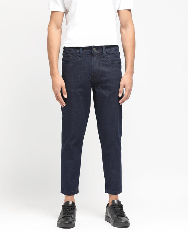 Rare Rabbit Men's Sam Dark Blue Dark Wash Mid-Rise Carrot Fit Jeans