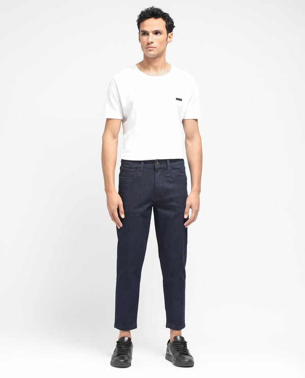 Rare Rabbit Men's Sam Dark Blue Dark Wash Mid-Rise Carrot Fit Jeans