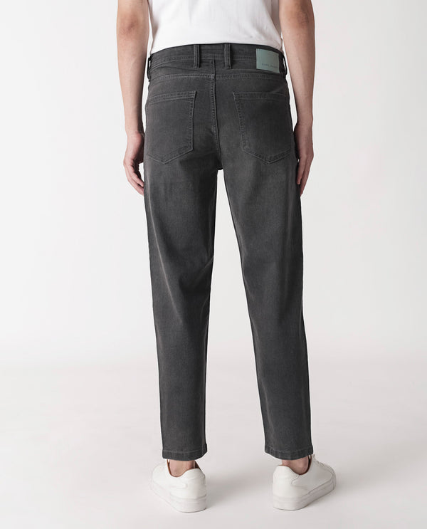 Rare Rabbit Men's Sam Grey Mid Wash Mid Rise Carrot Fit Jeans