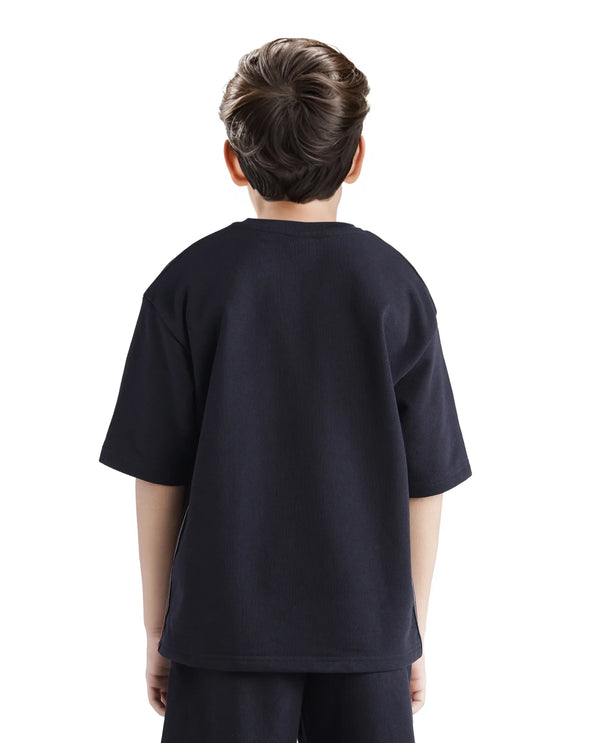Rare Ones Kids Sans Black Cotton Poly Short Sleeve Crew Neck Applique T-Shirt