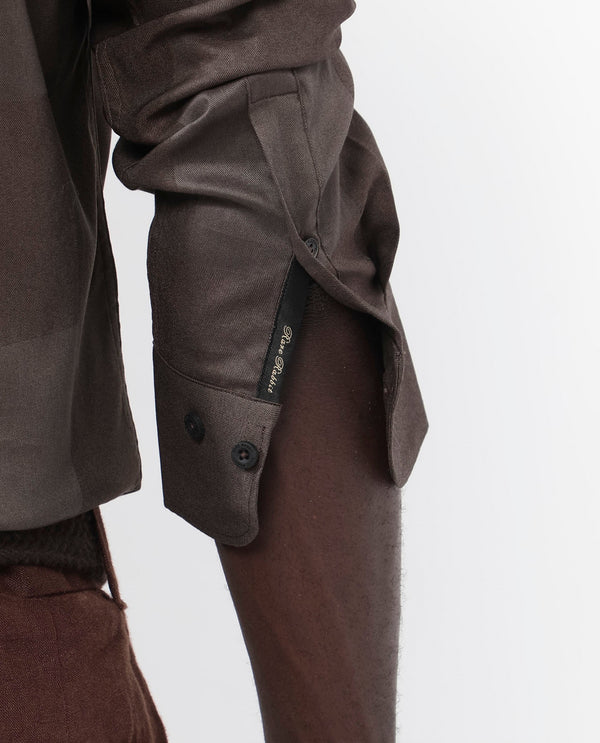 Rare Rabbit Men's Santhe Olive Cotton Lycra Fabric Full Sleeves Regular Fit Tonal Checks Shirt