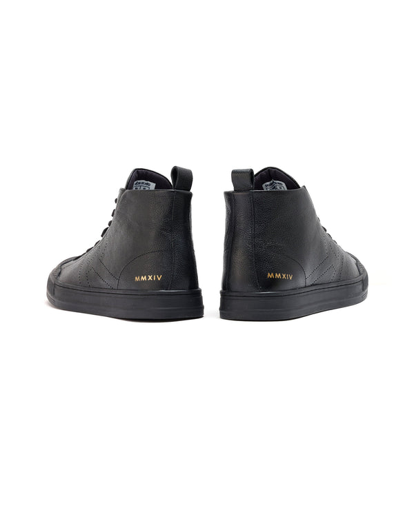 Rare Rabbit Mens Sauron Hi Pro Black Premium Milled Leather Lace Up High Top Round Toe Sneaker Shoes