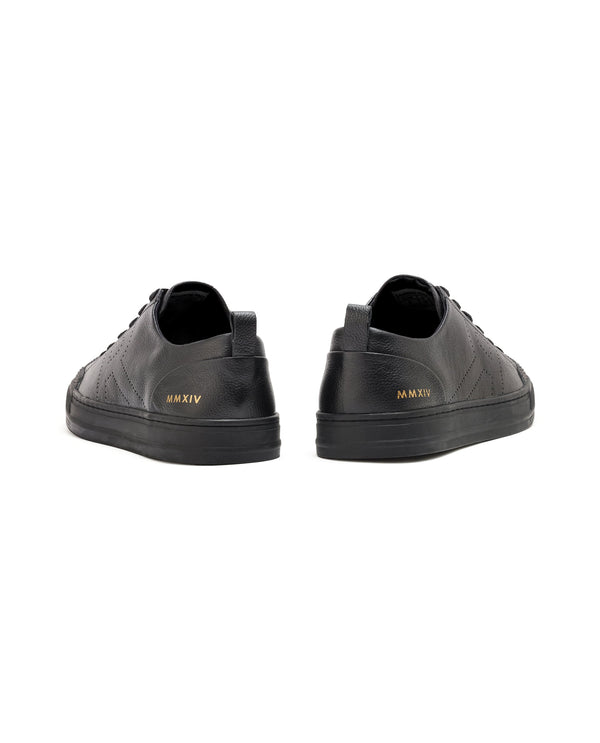 Rare Rabbit Mens Sauron Pro Black Premium Milled Leather Lace Up Low Top Round Toe Sneaker Shoes