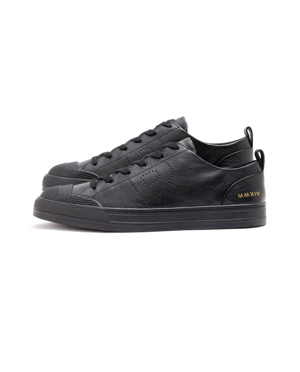 Rare Rabbit Mens Sauron Pro Black Premium Milled Leather Lace Up Low Top Round Toe Sneaker Shoes