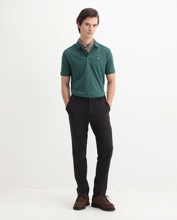 Rare Rabbit Men Schop Dark Green Cotton Blend Short Sleeve Regular Fit Solid Polo