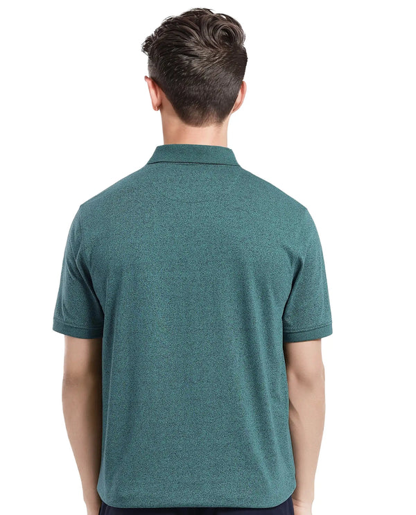 Rare Rabbit Men Schop Dark Green Cotton Blend Short Sleeve Regular Fit Solid Polo