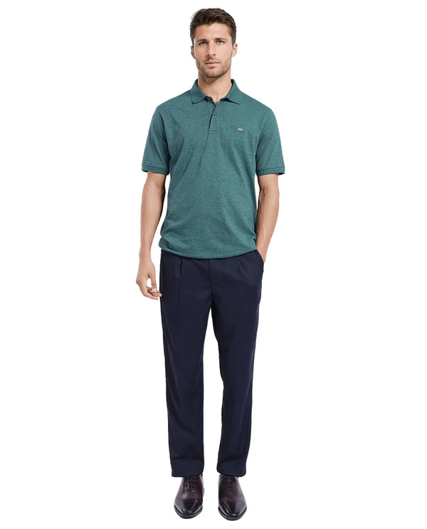 Rare Rabbit Men Schop Dark Green Cotton Blend Short Sleeve Regular Fit Solid Polo