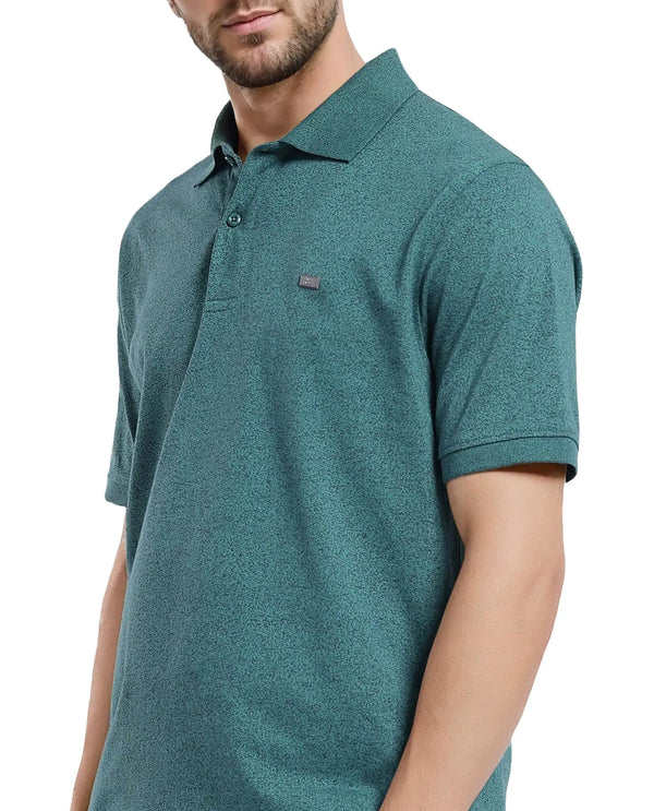 Rare Rabbit Men Schop Dark Green Cotton Blend Short Sleeve Regular Fit Solid Polo