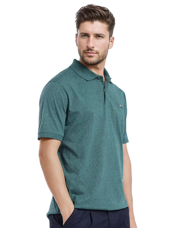 Rare Rabbit Men Schop Dark Green Cotton Blend Short Sleeve Regular Fit Solid Polo