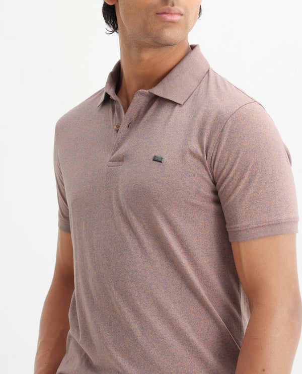 Rare Rabbit Men Schop Dark Orange Cotton Blend Short Sleeve Regular Fit Solid Polo