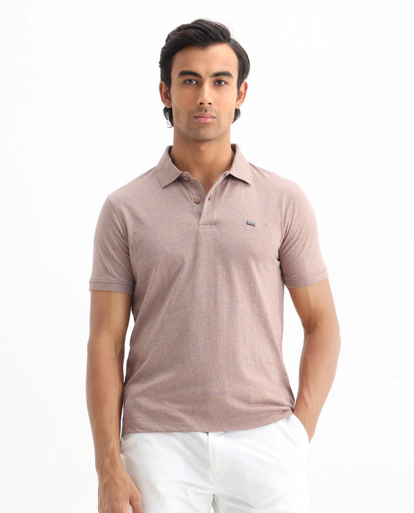 Rare Rabbit Men Schop Dark Orange Cotton Blend Short Sleeve Regular Fit Solid Polo