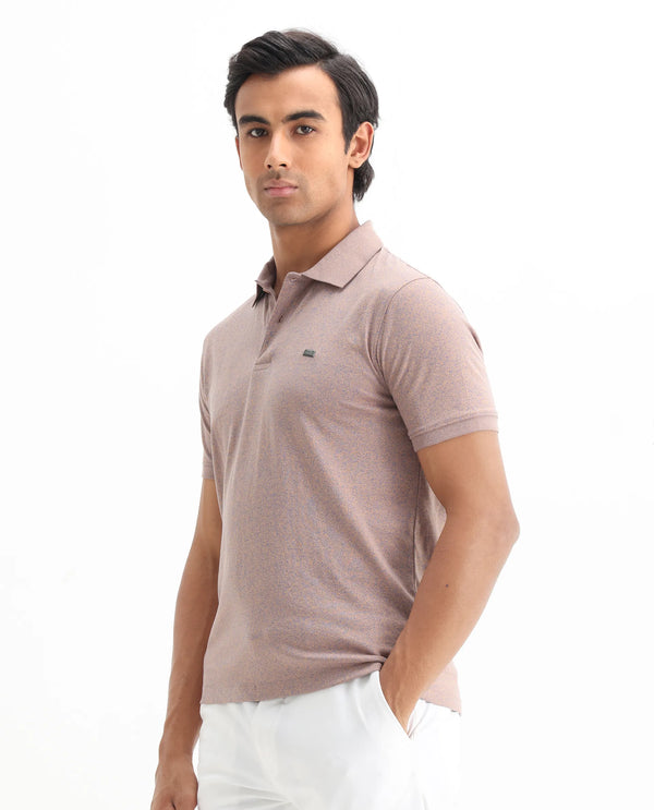 Rare Rabbit Men Schop Dark Orange Cotton Blend Short Sleeve Regular Fit Solid Polo