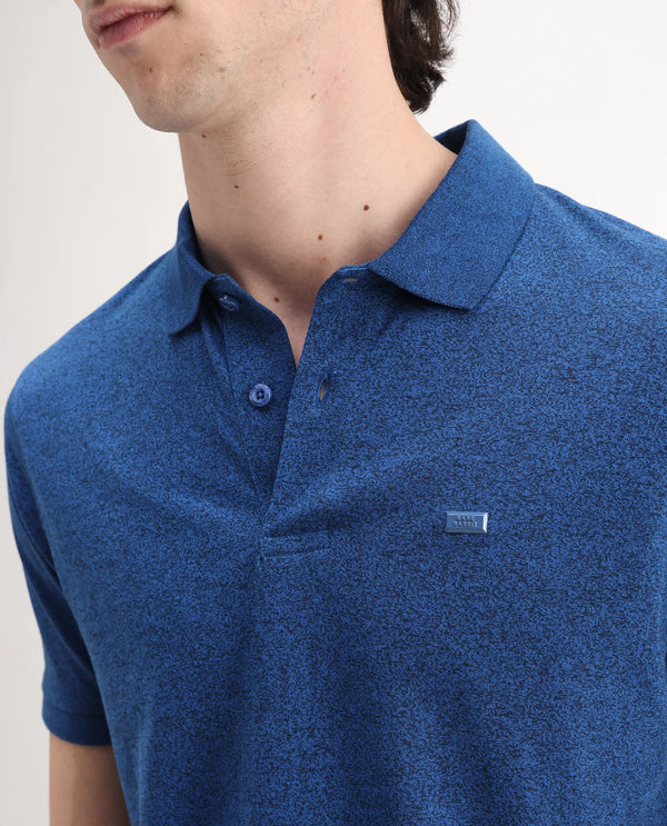 Rare Rabbit Men Schop Navy Cotton Blend Short Sleeve Regular Fit Solid Polo