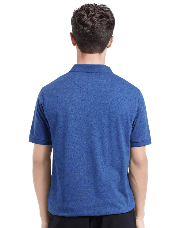 Rare Rabbit Men Schop Navy Cotton Blend Short Sleeve Regular Fit Solid Polo