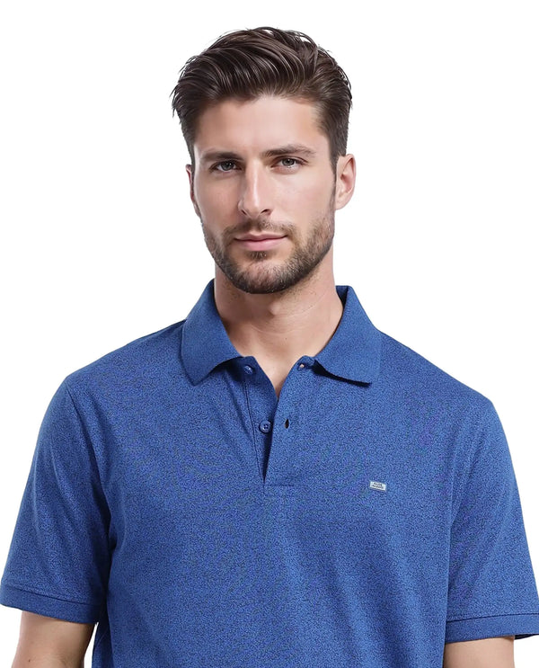 Rare Rabbit Men Schop Navy Cotton Blend Short Sleeve Regular Fit Solid Polo