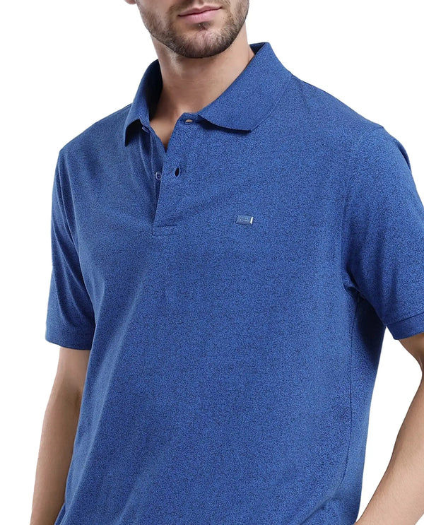Rare Rabbit Men Schop Navy Cotton Blend Short Sleeve Regular Fit Solid Polo