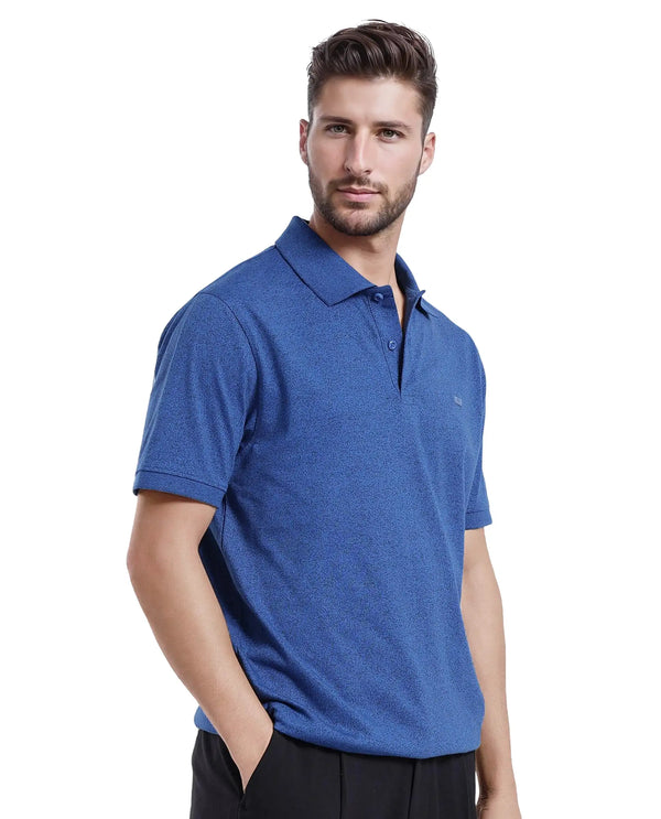 Rare Rabbit Men Schop Navy Cotton Blend Short Sleeve Regular Fit Solid Polo