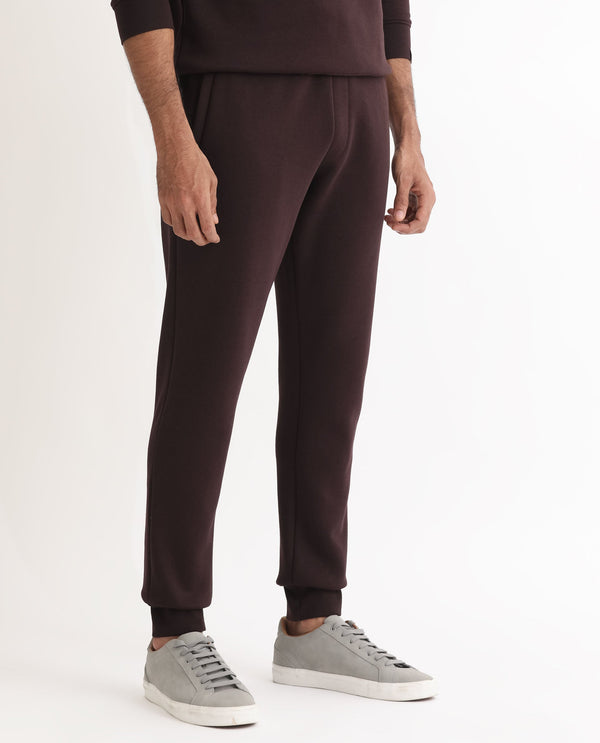 Rare Rabbit Mens Selfos Maroon Track Pant Cotton Polyester Fabric Mid Rise Knitted Draw String Closure Regular Fit