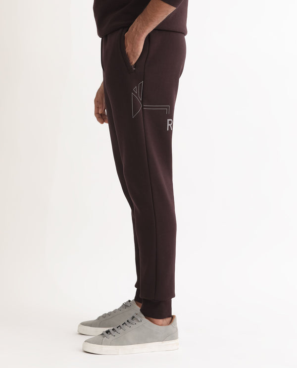Rare Rabbit Mens Selfos Maroon Track Pant Cotton Polyester Fabric Mid Rise Knitted Draw String Closure Regular Fit