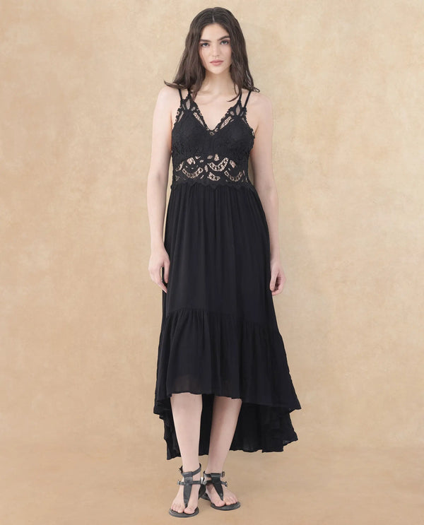 Rareism Women's Semolina Black  Shoulder Straps Slip-On Closure Sleeveless Plain Fit And Flare Maxi Dress
