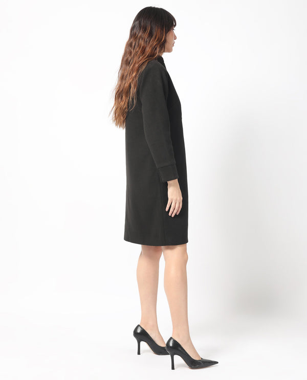 Rareism Women Sera Black Polyester Fabric Full Sleeves Solid High Neck Jacket